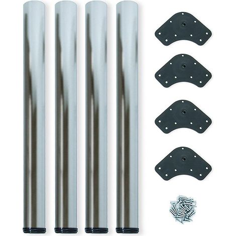 Emuca Set mit 4 Tischbeinen, Durchmesser 60 mm, H 830 mm, Stahl, satiniertes Nickel (1/3)
