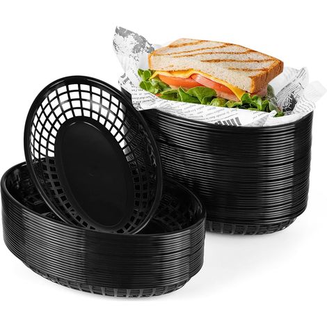 60 Paniers Alimentaires en Plastique Réutilisables noir