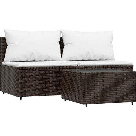 Maison Exclusive - 3-tlg. Garten-Lounge-Set mit Kissen Braun Poly