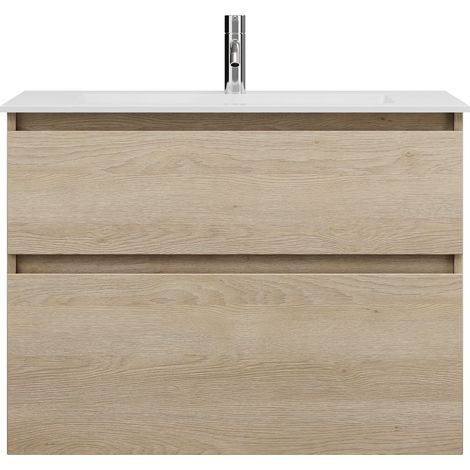 burgbad Lin20 Lavabo bajo para lavabo blanco brillante con mueble