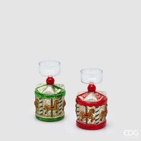 EDG Enzo De Gasperi Portacandela Giostra Ass. H13 Verde/Rosso - Natale 1 Pz (1/5)