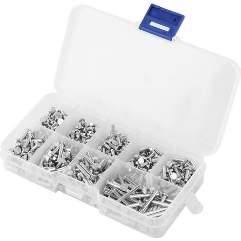 450 Stück M2,5 Flachkopf-Aluminiumnieten, Flachkopf-Blindnieten, Länge 3 mm–20 mm (1/5)