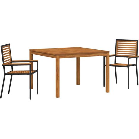 Maison Exclusive - Set da Pranzo per Giardino 3 pcs Nero Legno di Acacia Massello