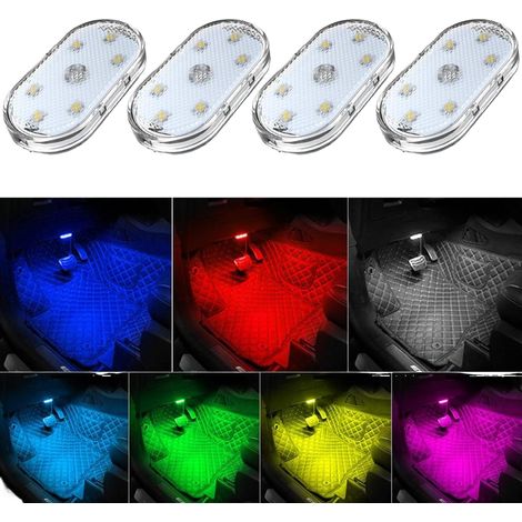 Confezione da 4 luci ambientali a LED ricaricabili tramite USB a 7 colori per interni auto, lampada da lettura portatile con tocco (1/5)