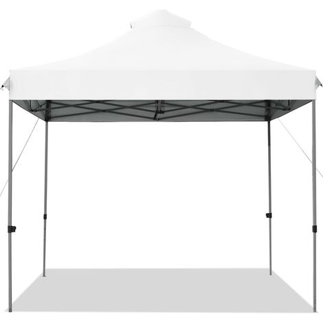 Tonnelle pliante blanche 3 x 3 m en oxford argenté avec structure en acier et 3 hauteurs réglables pour jardin, parc et pique-nique (1/5)