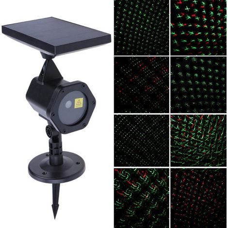 Trade Shop - LASERPROJEKTOR MIT SOLARPANEL WEIHNACHTSLICHTSTRAHL GRÜN ROT - (1/5)