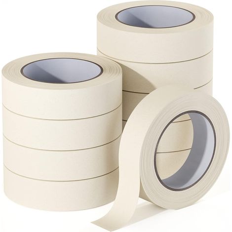 Masking Tape - 25,4 mm x 50 m - Pour Peinture Artisanat Et Emballage Léger - 10 Rouleaux (1/5)