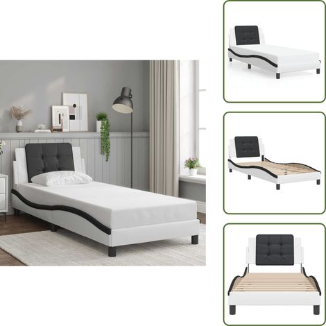 Coussin de tête - vidaXL Cadre de lit sans matelas Zadar blanc et noir 80x200 cm similicuir - Sommeil