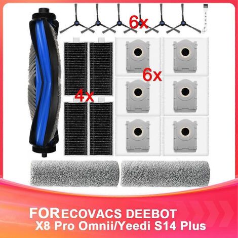 Kit de 20 accessoires de rechange compatibles avec l'aspirateur robot ECOVACS DEEBOT X8 Pro Omnii/Yeedi S14 Plus