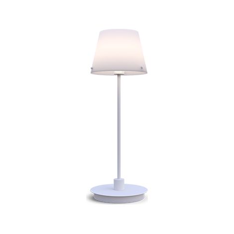 Gil il Grande Lampe de table avec abat-jour conique rond blanc, verre opale, interrupteur sur cordon 1x G9