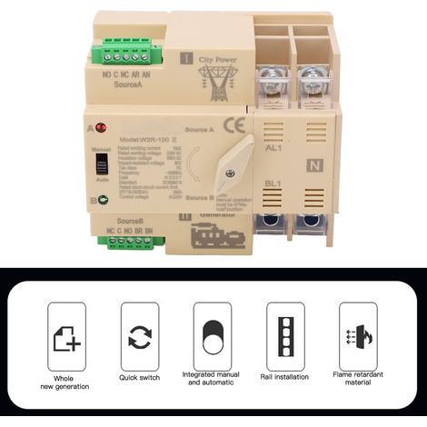 Commutateur de transfert automatique double alimentation White Premium W2R-100 (2P 100A 220V) (1/5)