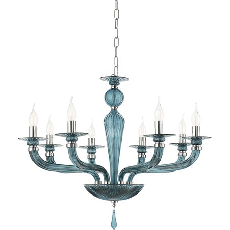 Lampadario a sospensione D82 cm VILLA a 8 luci in vetro lavorato a mano OTTANIO (1/3)