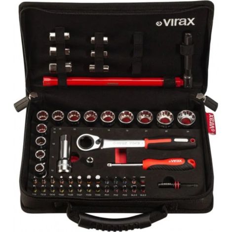 Kit idraulica VIRAX PLOMBIBOX da 51 pezzi con cricchetto a 72 denti e chiave per dado rubinetto 13 mm