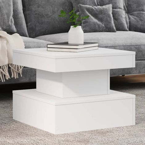 vidaXL Tavolino da Salotto con Luci LED Bianco 50x50x40 cm