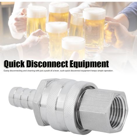 Pompe à bière pour brassage amateur, en acier inoxydable, raccord rapide, filetage interne 1/2" NPT + embouts cannelés 1/2" (1/5)