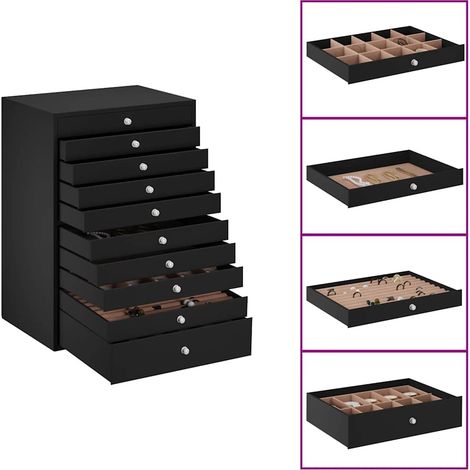 Coffret à bijoux 10 niveaux avec supports pour montres Noir 29 x 20,5 x 40,5 cm CFW430787 (1/5)