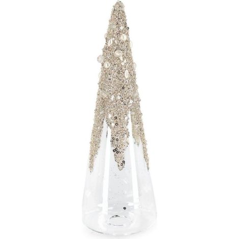 ALBERO DI NATALE TRASPARENTE E PAILETTE ARGENTO VETRO IMPERIAL D8,5X25H