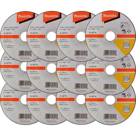 12x Makita D-18770 Fast Cutting Extra Thin Metal Grinder Disc 125mm 1.2 22.23mm (1/3)