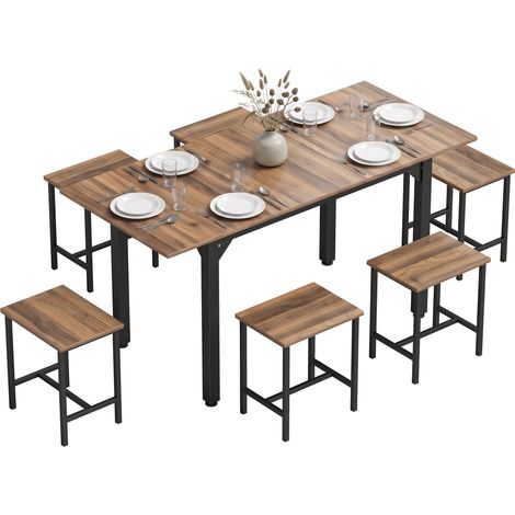 HOMCOM Set Tavolo da Pranzo Allungabile 160 cm, Noce Nero (1/5)