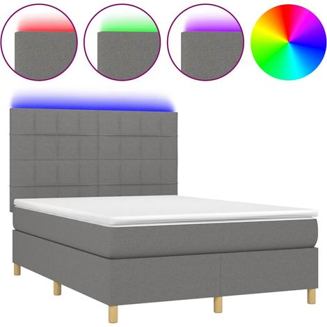 Maison Exclusive - Letto a Molle Materasso e LED Grigio Scuro 140x190cm in Tessuto (1/5)
