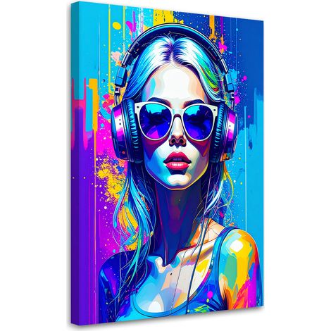 Wandbild Abstrakt bunte Frau mit Brille 70x100 cm (1/5)