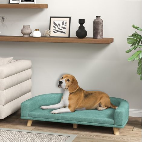 Grünes Hundesofa aus Polyester mit abnehmbarem Kissen, 98 x 67 x 25 cm OKMYHOME (1/5)
