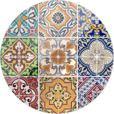 Lupia - Sottopentola Rotondo in Vetro Temperato TILES, Stampa a Colori, Protezione Superfici Calde, Facile da Pulire, Diametro 21 cm, Spessore 14 mm, Appendibile, Made in Italy, supporto in Legno (1/4)