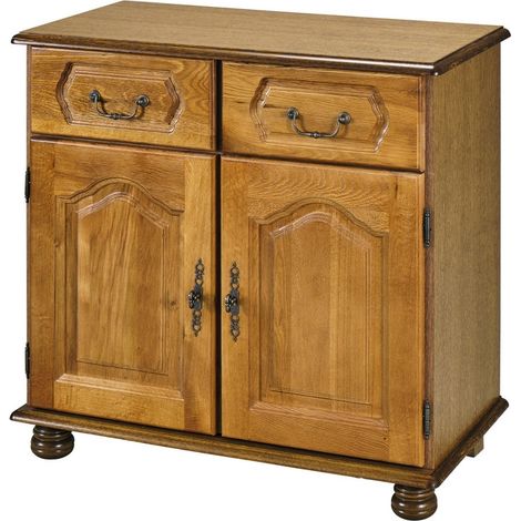 Bahut Chêne Rustique 2 Portes 2 Tiroirs 2 Niches L 82 H 77 P 41 cm (1/5)