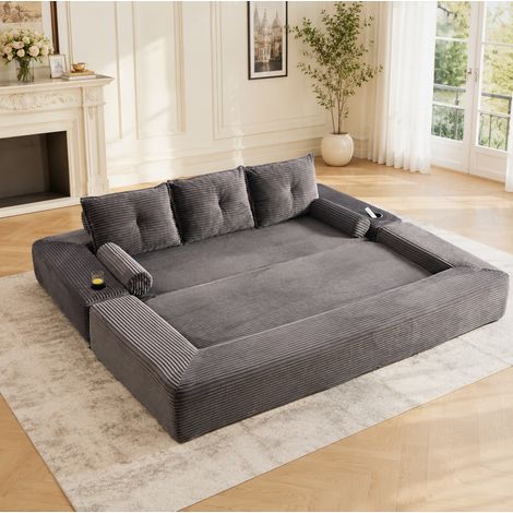 Canape convertible 232x98x80, cord gris foncé HAVRYA (1/5)