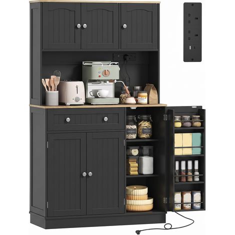 HOMCOM Pantry Storage Cabinet with Adjustable Shelves and 4 Door Racks (1/5)