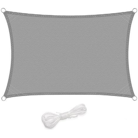 Woltu – Voile d'ombrage rectangulaire 3x4m en HDPE – Protection solaire 85% UV – Tissu 180g/m² – Installation facile avec œillets et cordons
