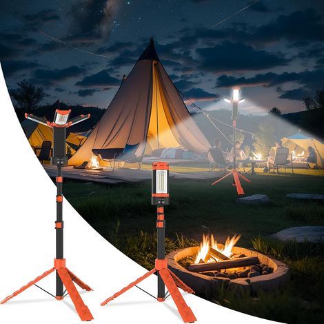 Projecteur de Chantier LED Avec Trépied, 9000mAh Projecteur LED Rechargeable, Lampe de Travail avec Dimmable 3000K/4000K/6500K Pour Camping, Garage, Chantier, Atelier (1/5)