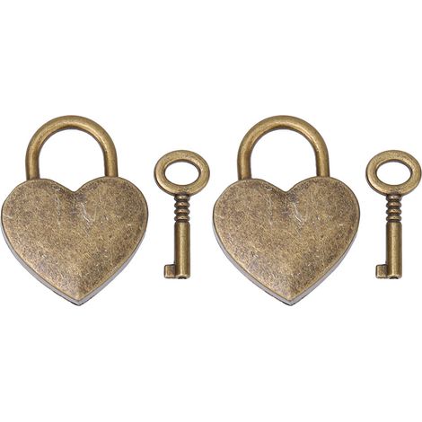 2 Coffrets Cadenas Coeur Métal Vintage 30x39mm Bronze avec Clés, Fournitures Artisanales Maison (1/5)