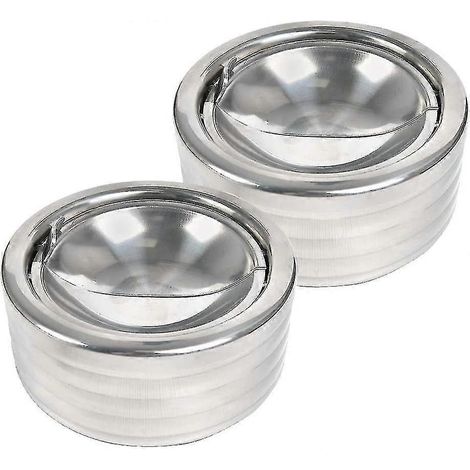 Cendrier d'extérieur rotatif en acier inoxydable avec couvercle (2 pièces) - Argenté, 11,7 x 5,5 cm (1/5)
