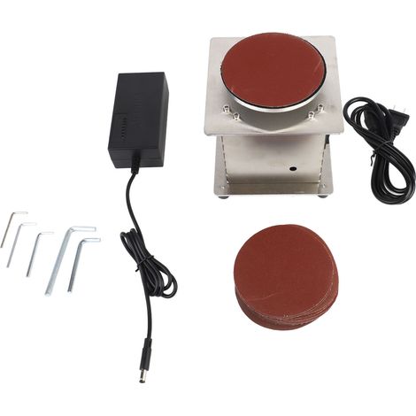 [JAMAIS UTILISÉ]Mini ponceuse à disque d'établi, affûteuse électrique, 7 vitesses variables, 20 disques de ponçage auto-adhésifs, machine de ponçage, polissage et meulage pour bois, plastique et métal (1/5)