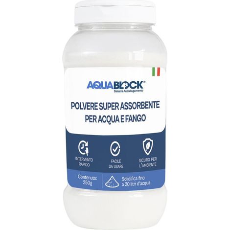 POLVERE SUPERASSORBENTE PER ACQUA E FANGO AQUADRY 250 GR AQUABLOCK