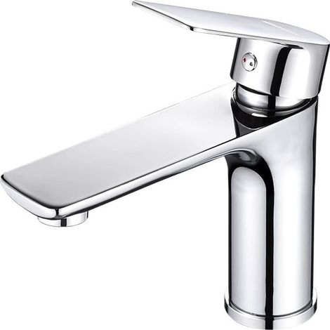 Einhebelmischer für Waschbecken, Keramik, geräuscharm, Ausziehfunktion, Chrom-Finish, Silber. (1/4)