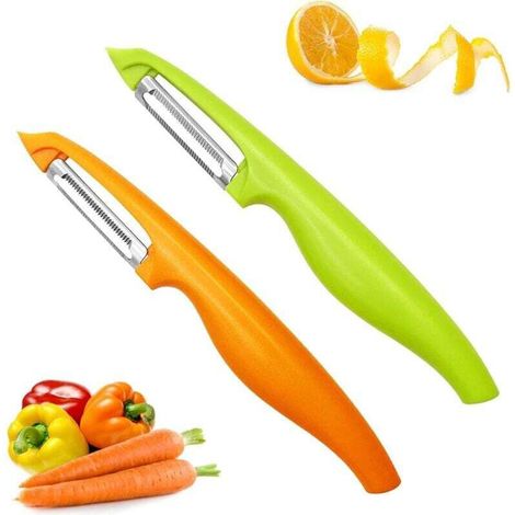 Éplucheur Économe Légumes Professionnel, Éplucheur de Pommes de Terre, Épluche Pomme avec Lame Dentelé en Acier Inoxydable et Poignée Ergonomique Antidérapante pour Légumes, Carottes, Tomates longzimi (1/5)