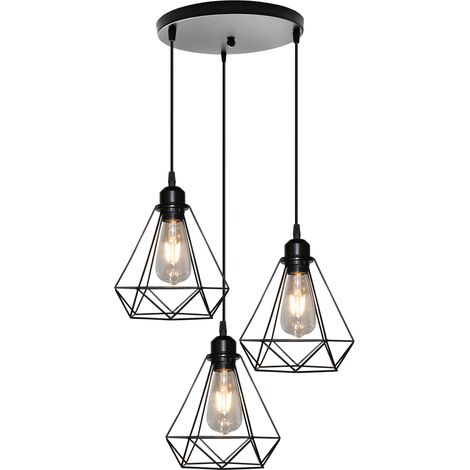 Lampadario Regolabile E27 Gabbi Ferro Lampada a Sospensione Creativo Metallo Sala da Pranzo Camera da Letto Soggiorno Decorareazione 3 Luci - Rotondo (1/5)