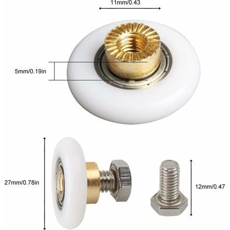 27-mm-Duschtürrolle, Duschtürrollen, Schiebetürrollen, Ersatzrolle für Duschtüren, 4 Stück (27 mm) READCLY (1/4)