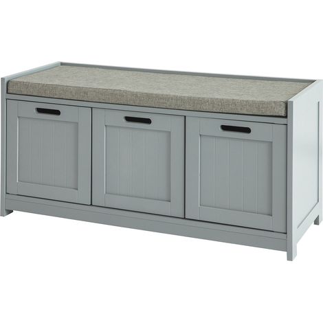 Zapatero Banco con 2 Puertas y 1 cajón para Guardar y Ordenar Gris FSR80-SG SoBuy ES