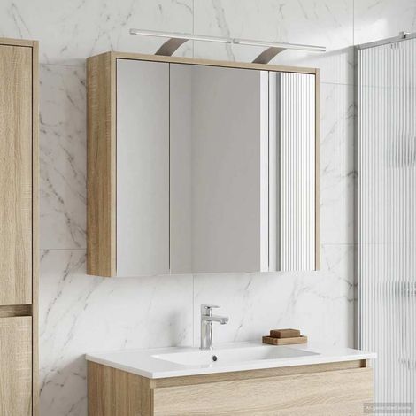 vidaXL Mobiletto per specchio da bagno Rovere Sonoma