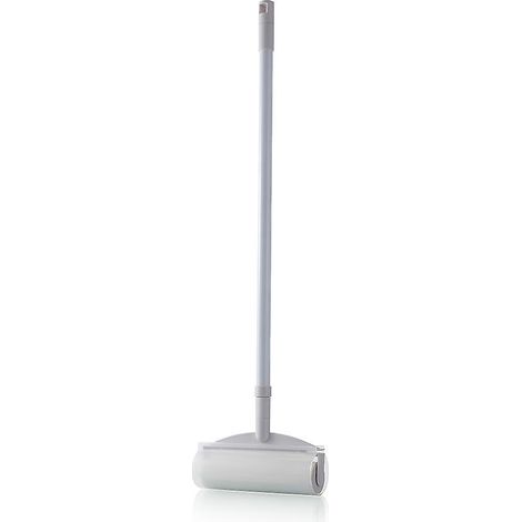 Balai adhésif avec manche extensible, rouleau de papier adhésif pour 60 feuilles, balai de sol, nettoyant, arrache-poils