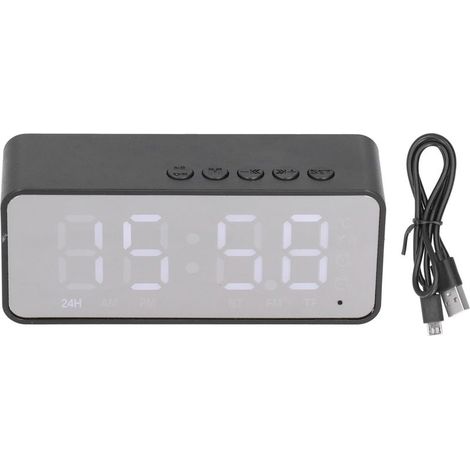 Réveil Bluetooth Multifonction G50 avec Enceinte, Lecteur MP3 et Chargeur sans Fil 5.0 pour Bureau - Noir (1/5)