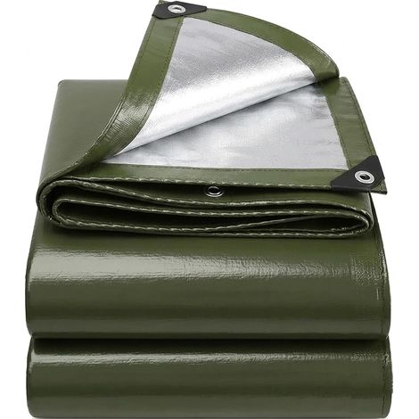 6X6 M Bâche imperméable et résistante en polyéthylène 130 g/m² – Vert Armée– Anti-UV et antigel – avec œillets métalliques renforcés – Multi-usages pour Jardin, Camping, Meubles, tonnelle, abri (1/5)