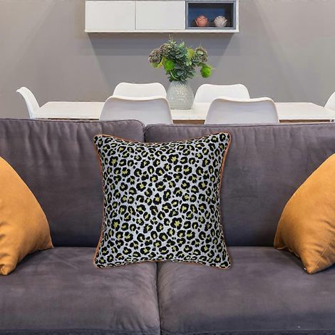 Housse de coussin carrée à motif léopard pour lit, canapé, chambre, salon, bureau, 45 x 45 cm (1/4)