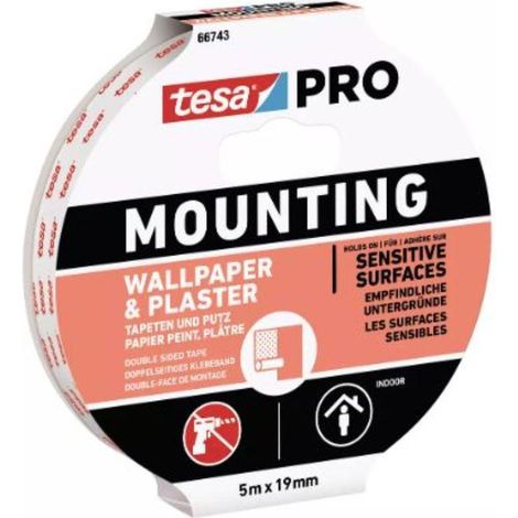 Doppelseitiges Profi-Wandklebeband lackiert 1,5m x 19mm 66743 tesa