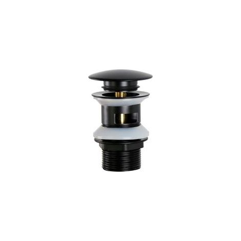 Bonde de lavabo pop-up universelle en laiton G1 1/4", avec trop-plein, système clic-clac, noir mat – (1/4)
