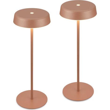 Set da 2 lampade da tavolo ricaricabili con bordo luminoso: il design moderno e l’elegante bordo illuminato rendono entrambe le lampade LED elementi decorativi, mentre il grado IP44 ne consente l’uso (1/5)