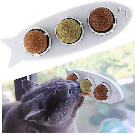 Balle à l'herbe à chat 3 en 1, jouets comestibles à l'herbe à chat pour chats (3 en 1 - Gris) (1/5)